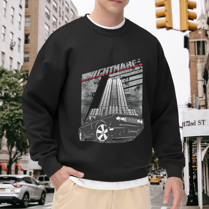 Nightmare Lowrider Sweatshirt | Retro Modified Car Graphic Crewneck, Vintage Street Racing Pullover Top, Car Enthusiast Gift for Men Women