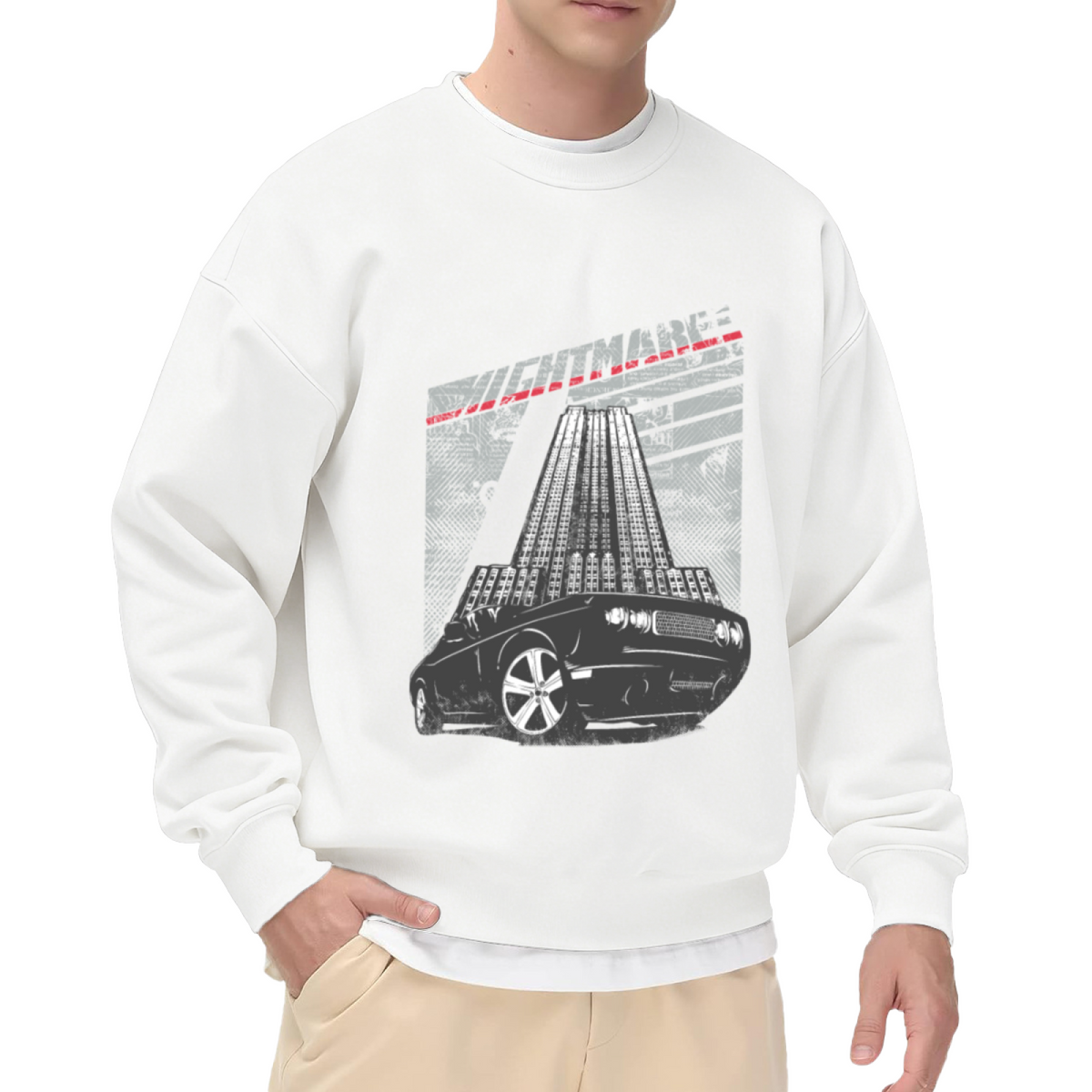 Nightmare Lowrider Sweatshirt | Retro Modified Car Graphic Crewneck, Vintage Street Racing Pullover Top, Car Enthusiast Gift for Men Women
