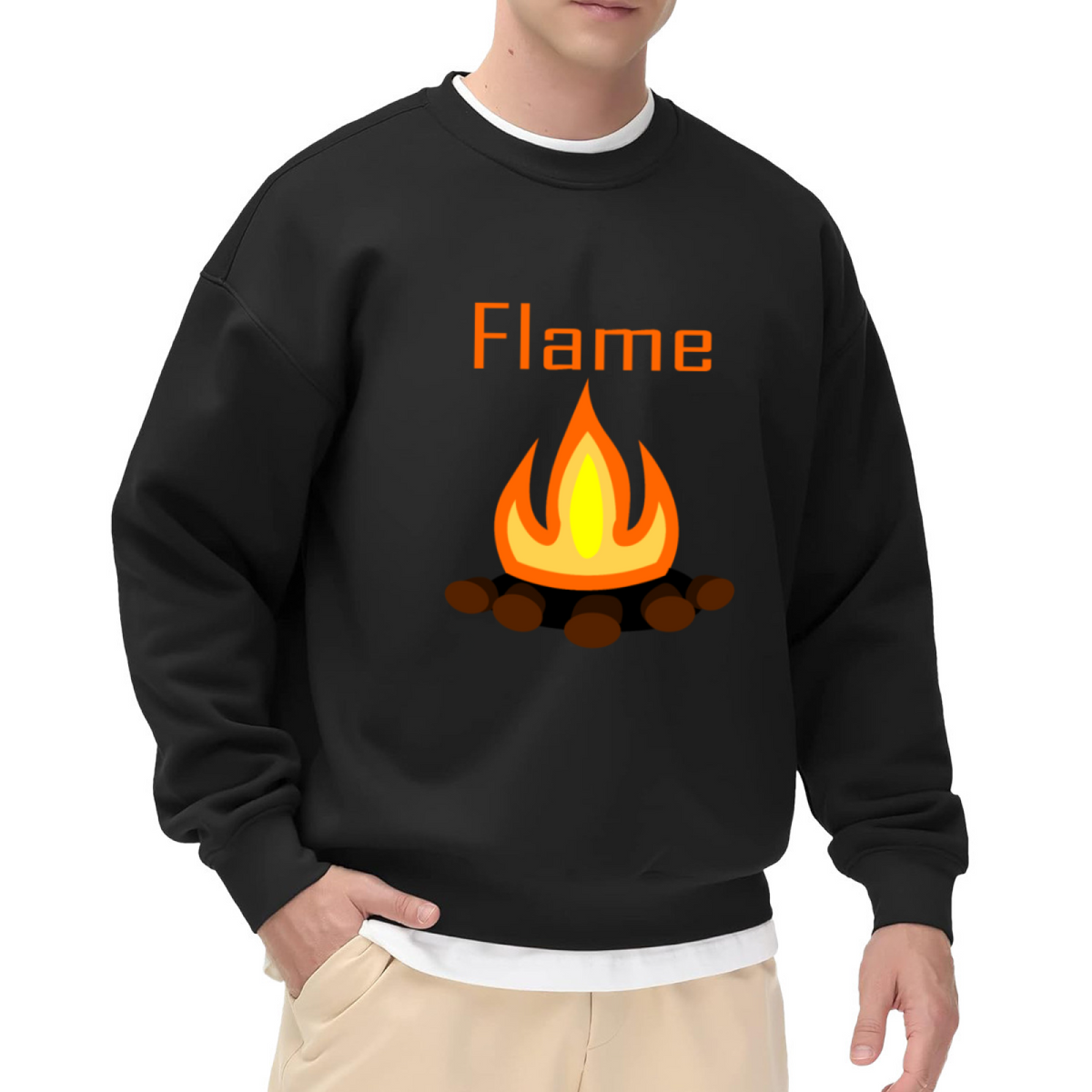 Flame Campfire Crewneck Sweatshirt - Cozy Bonfire Graphic Pullover, Camping Lover Gift, Outdoor Adventure Top