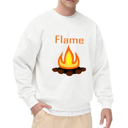 Flame Campfire Crewneck Sweatshirt - Cozy Bonfire Graphic Pullover, Camping Lover Gift, Outdoor Adventure Top