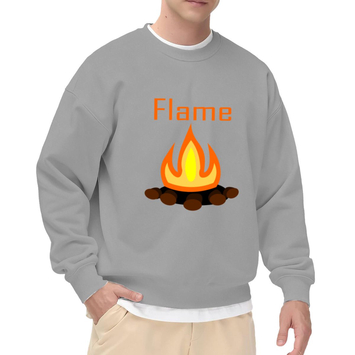 Flame Campfire Crewneck Sweatshirt - Cozy Bonfire Graphic Pullover, Camping Lover Gift, Outdoor Adventure Top