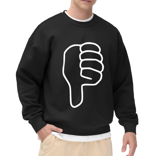 Thumbs Down Minimalist Line Art Crewneck Sweatshirt | Disapproval Gesture Graphic Pullover, Edgy Streetwear Top