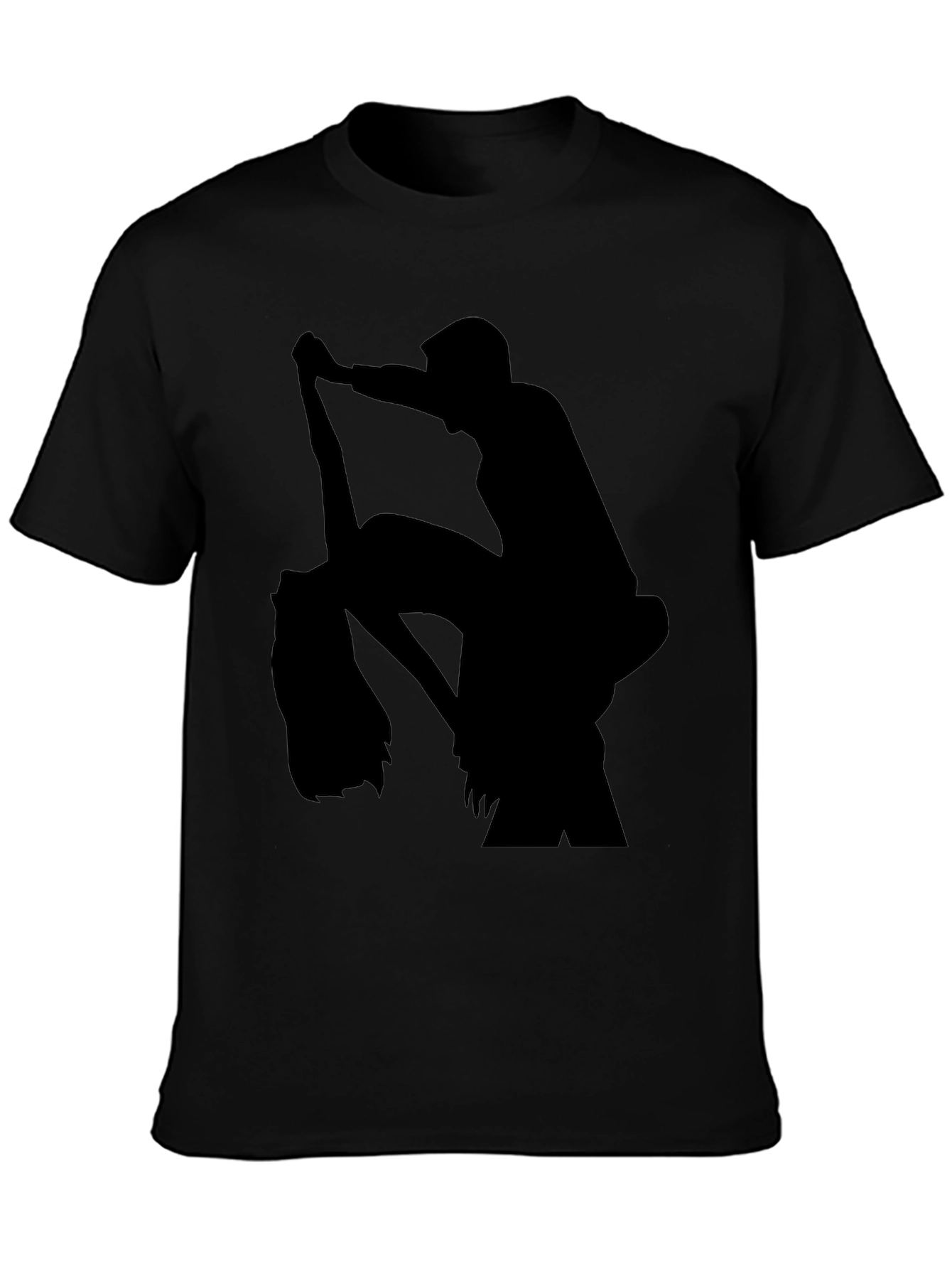 Silhouette Print Black Casual T-Shirt