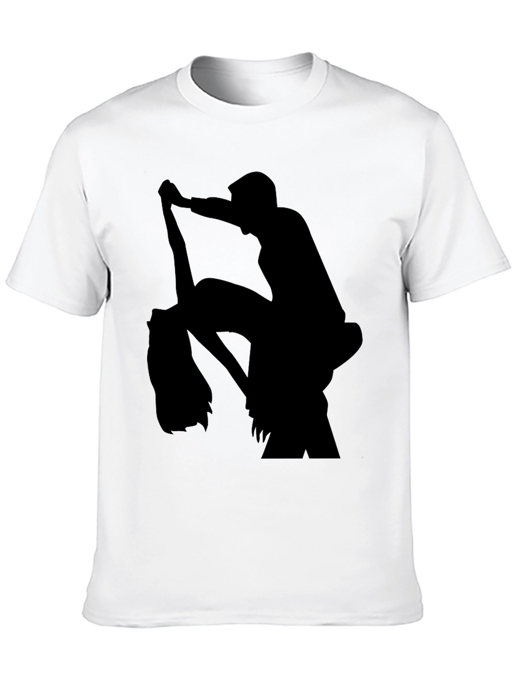 Silhouette Print Black Casual T-Shirt