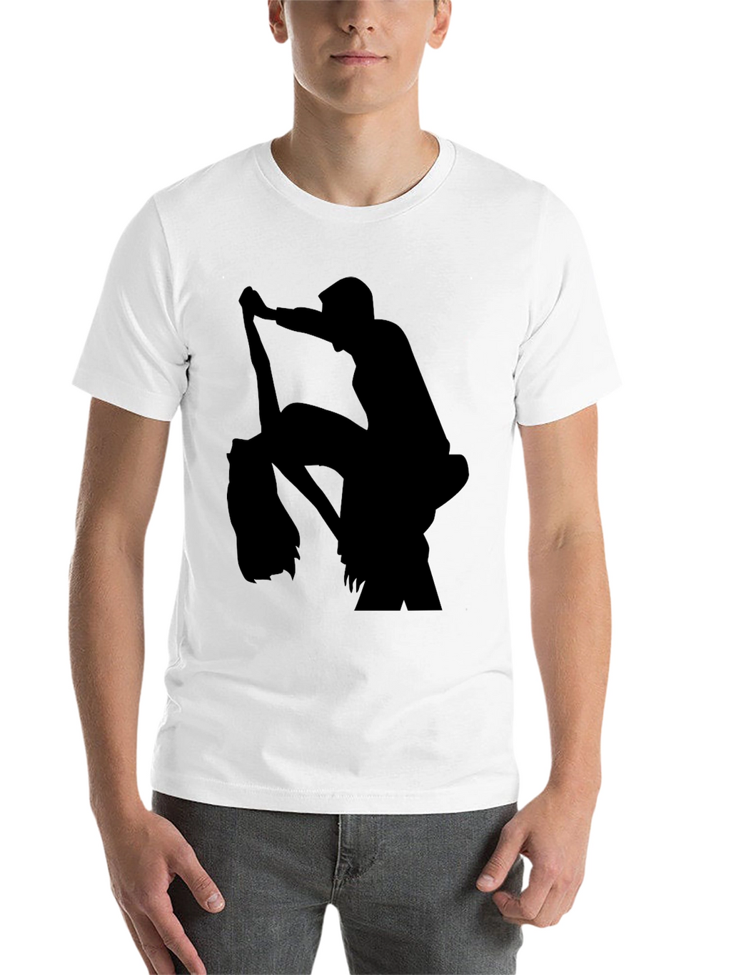 Silhouette Print Black Casual T-Shirt