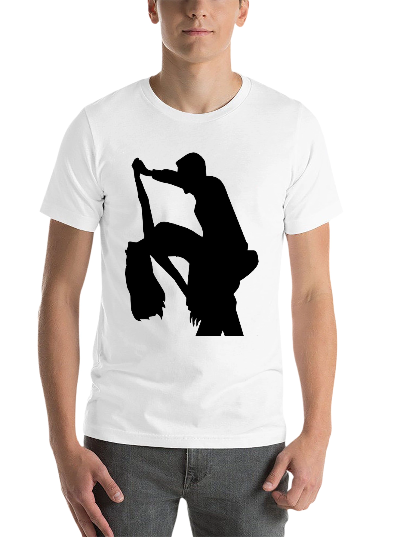 Silhouette Print Black Casual T-Shirt