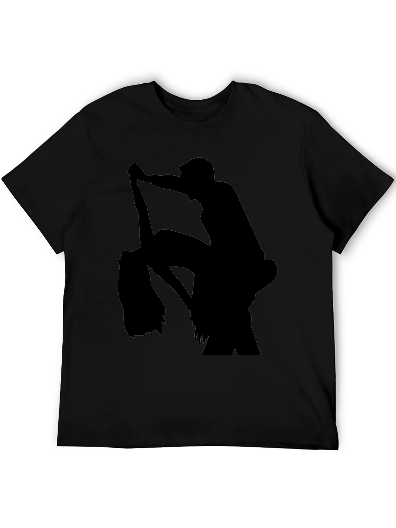 Silhouette Print Black Casual T-Shirt