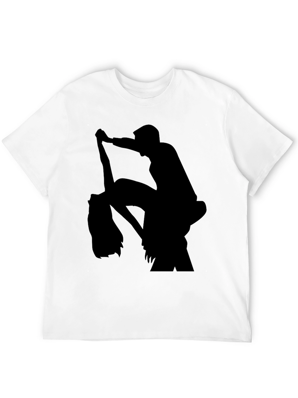 Silhouette Print Black Casual T-Shirt
