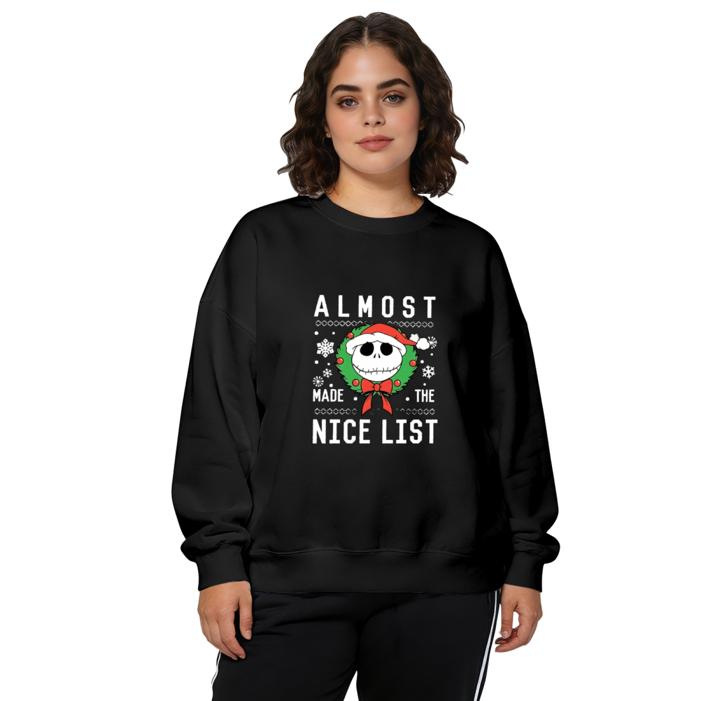 Jack Skellington Almost Made The Nice List Christmas Crewneck Sweatshirt