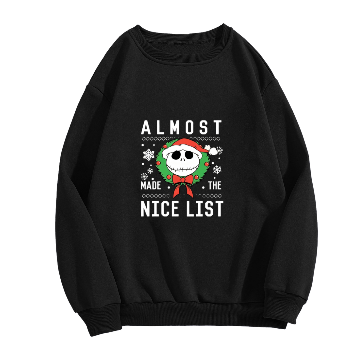 Jack Skellington Almost Made The Nice List Christmas Crewneck Sweatshirt