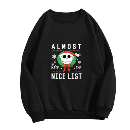 Jack Skellington Almost Made The Nice List Christmas Crewneck Sweatshirt