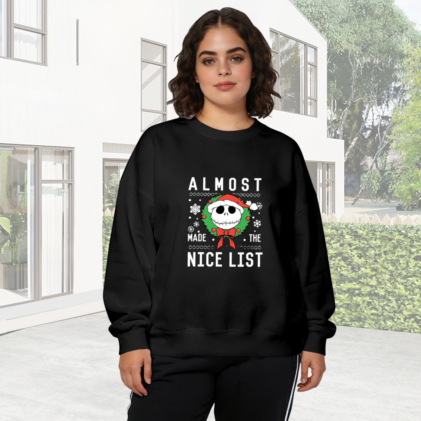 Jack Skellington Almost Made The Nice List Christmas Crewneck Sweatshirt
