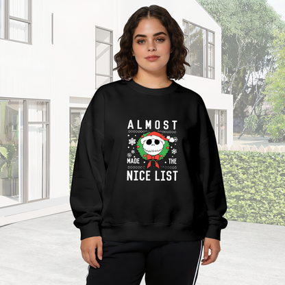 Jack Skellington Almost Made The Nice List Christmas Crewneck Sweatshirt