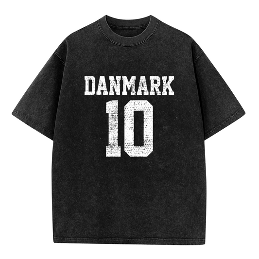 Danmark 10 Vintage Distressed Sports T-Shirt