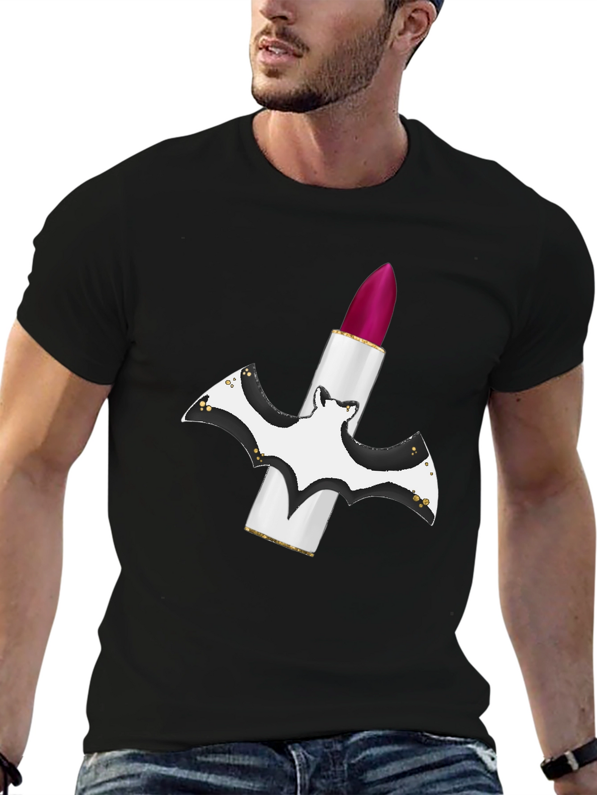 Bat Lipstick T-Shirt - Spooky Chic