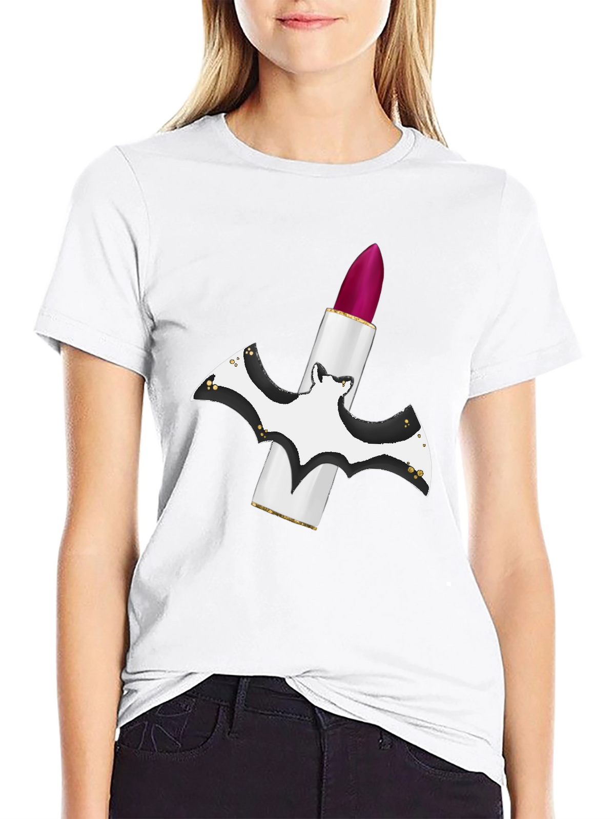 Bat Lipstick T-Shirt - Spooky Chic