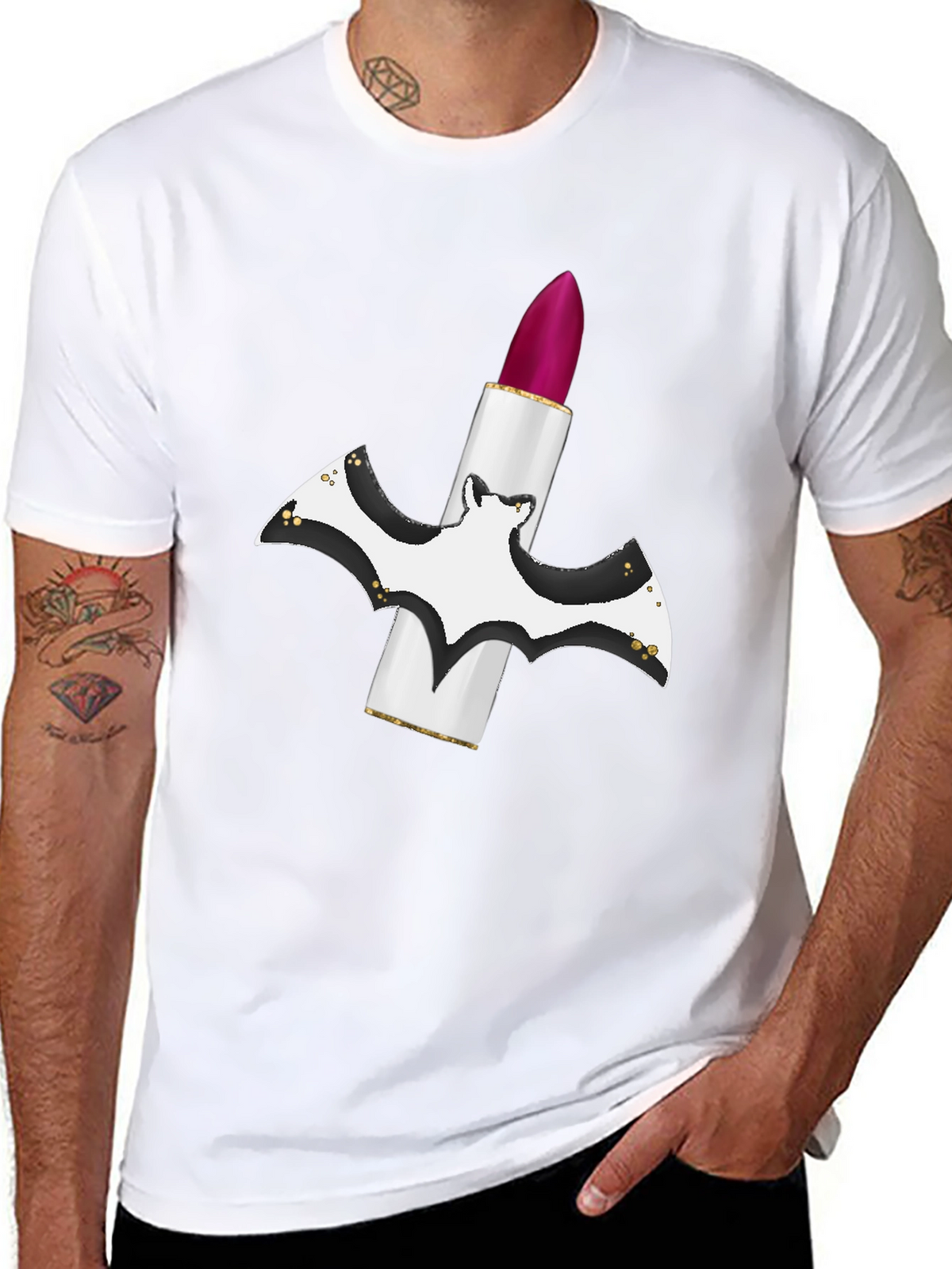 Bat Lipstick T-Shirt - Spooky Chic