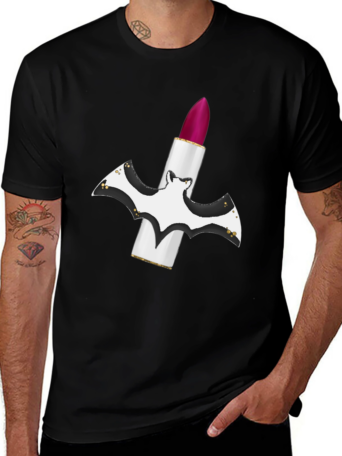 Bat Lipstick T-Shirt - Spooky Chic