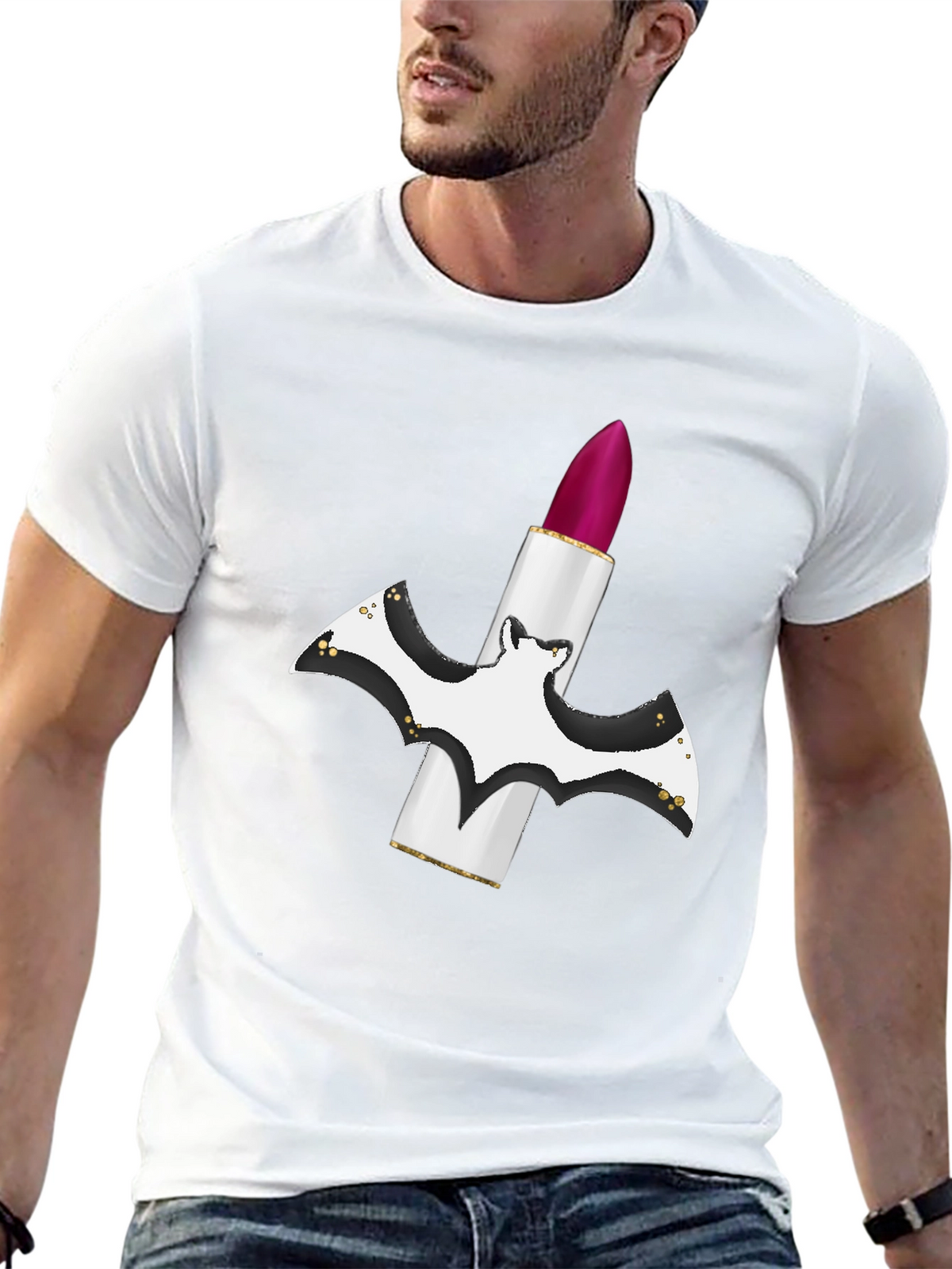 Bat Lipstick T-Shirt - Spooky Chic