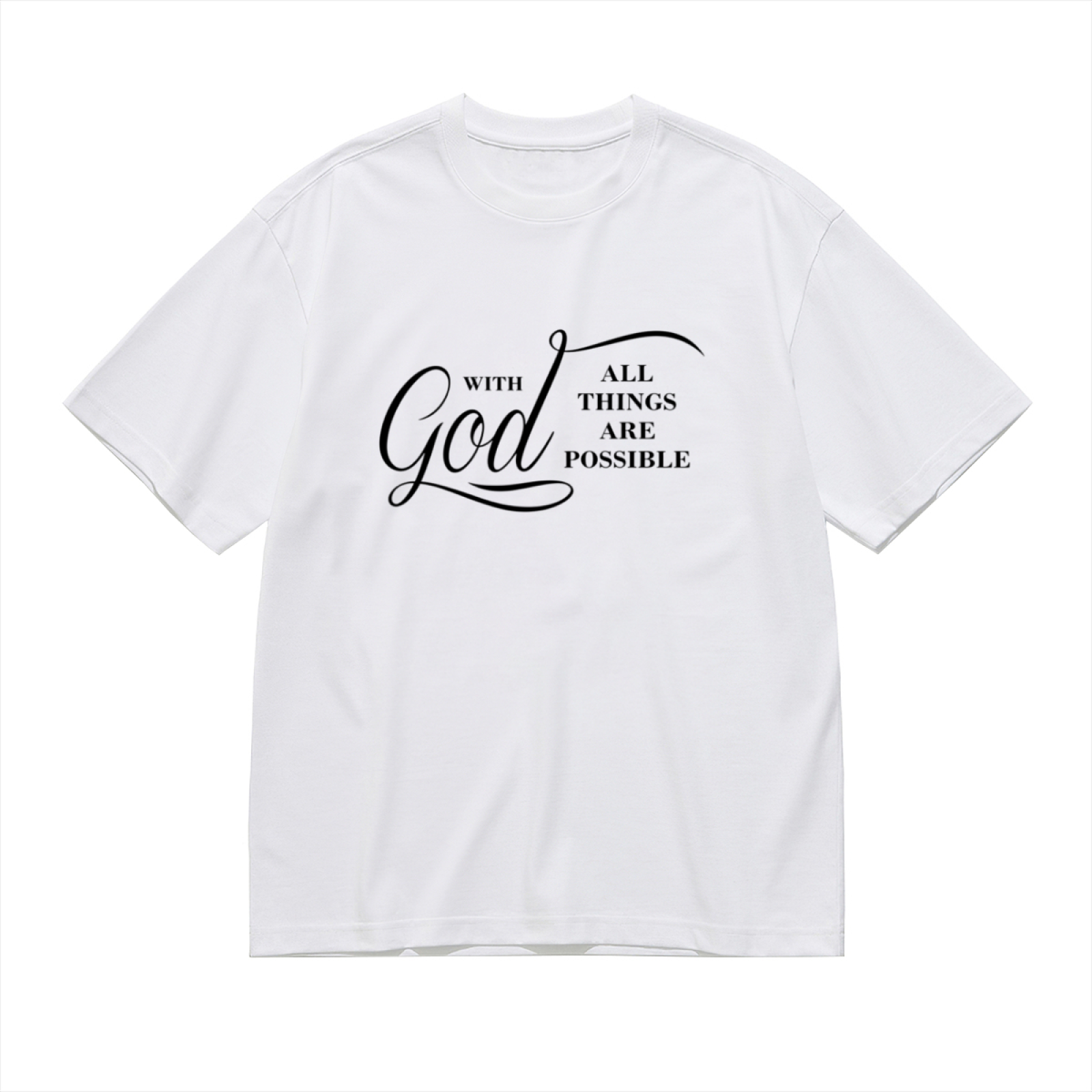 With God All Things Are Possible Clean White Religious Tee