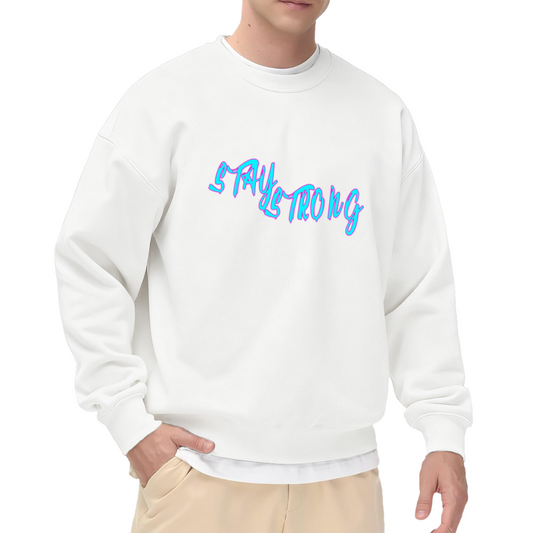 Stay Strong Graffiti 3D Lettering Crewneck Sweatshirt | Urban Streetwear Motivational Pullover, Encouragement Gift