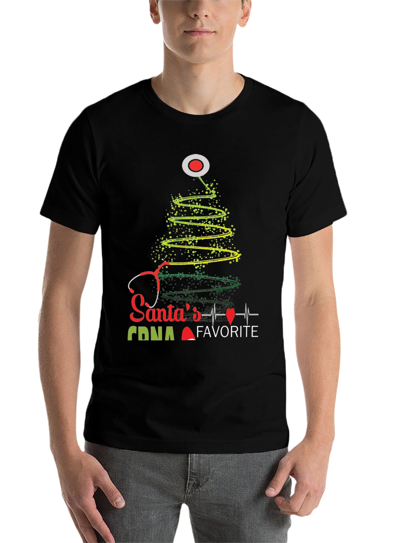 Santas Favorite CNA Christmas Tree Stethoscope T-Shirt