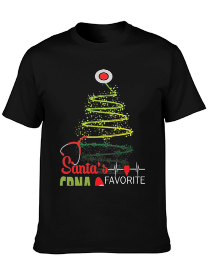 Santas Favorite CNA Christmas Tree Stethoscope T-Shirt