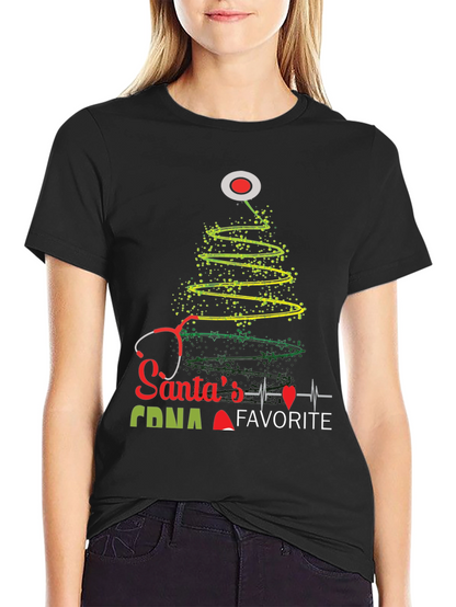 Santas Favorite CNA Christmas Tree Stethoscope T-Shirt