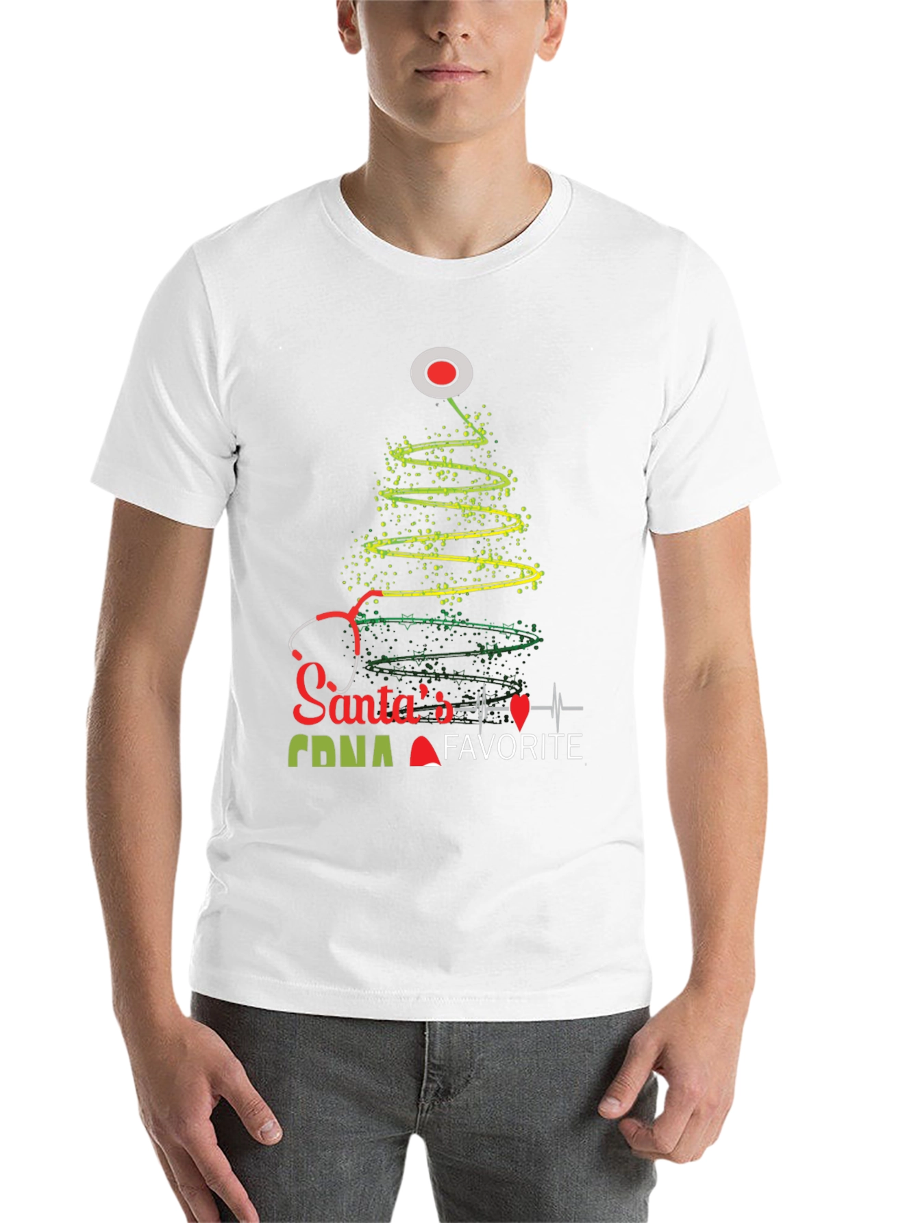 Santas Favorite CNA Christmas Tree Stethoscope T-Shirt