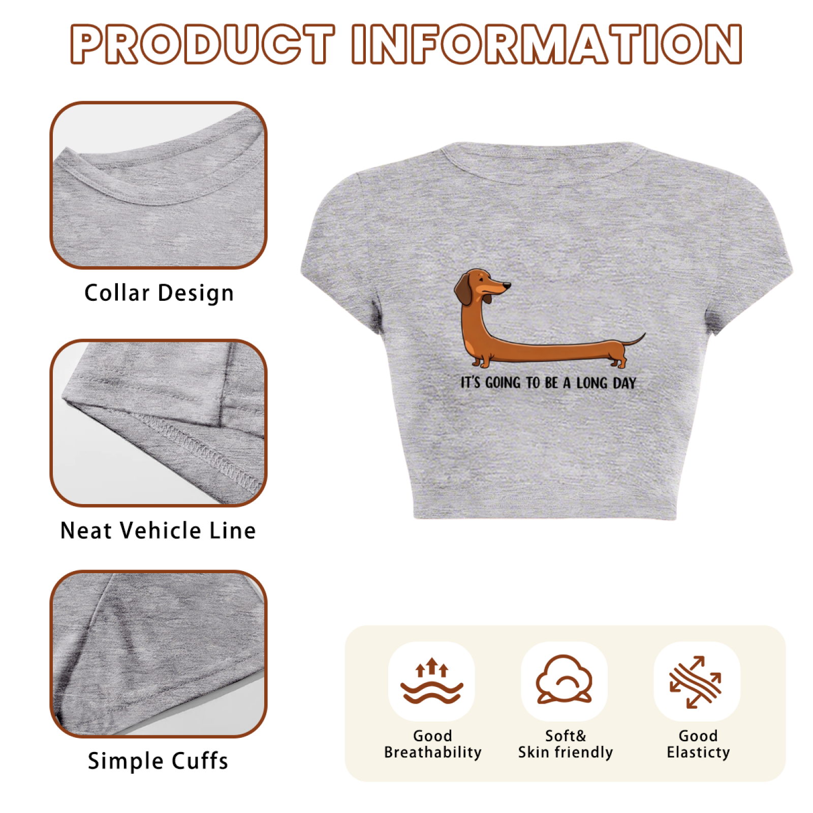 It¡¯s Going To Be A Long Day Funny Sausage Dog Crop Top