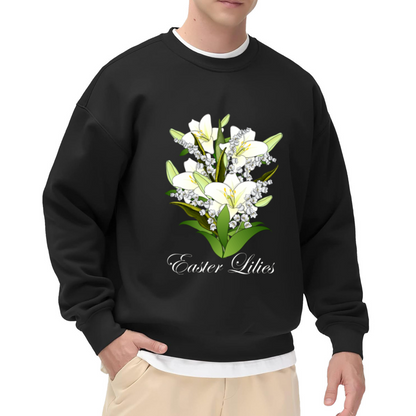 Easter Lilies Flower Crewneck Sweatshirt - Elegant White Lily Floral Pullover, Spring Botanical Graphic, Easter Gift for Her