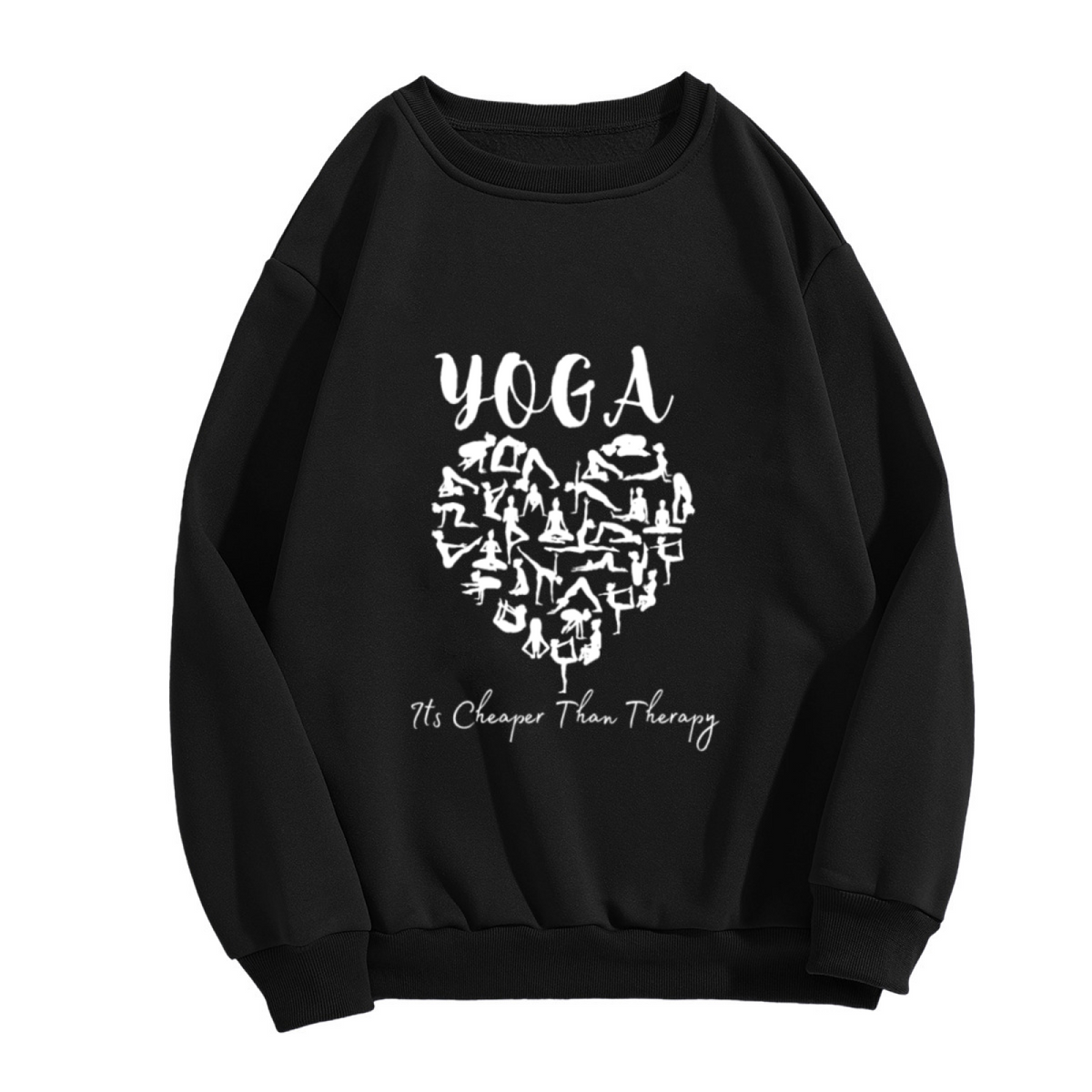 Yoga It's Cheaper Than Therapy Heart Pose Crewneck Sweatshirt | Funny Wellness Yoga Lover Pullover, Self-Care Gift