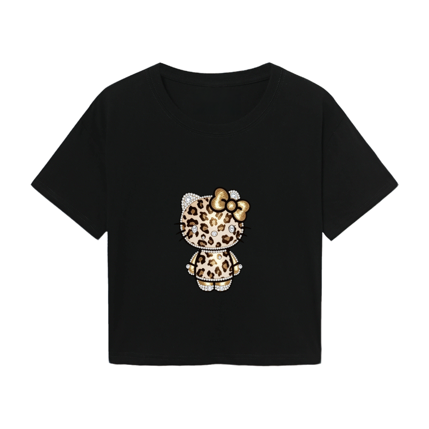 Adorable Pochacco & Hello Kitty Hang?Out White Cropped Tee