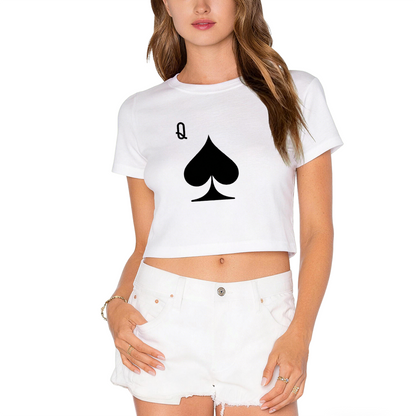Queen of Spades Retro Poker Red Crop Top