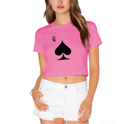 Queen of Spades Retro Poker Red Crop Top