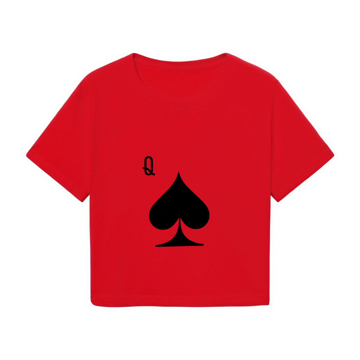Queen of Spades Retro Poker Red Crop Top