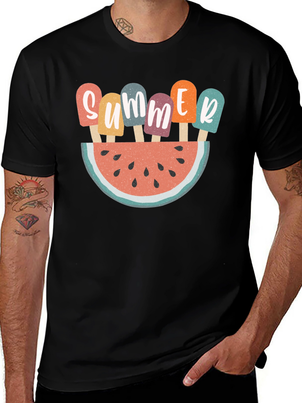 Summer Watermelon Popsicle Graphic T-Shirt