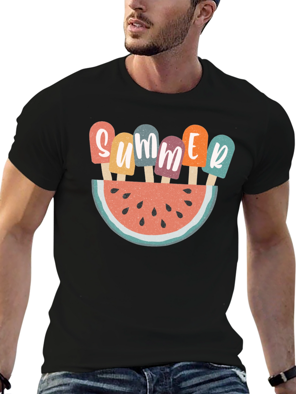 Summer Watermelon Popsicle Graphic T-Shirt