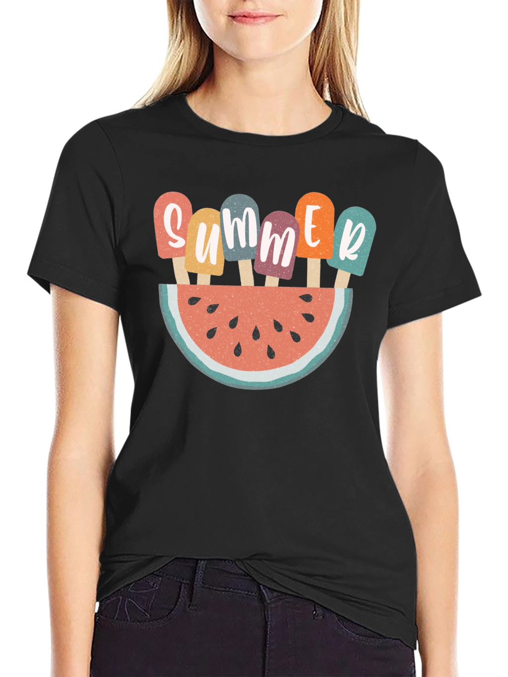 Summer Watermelon Popsicle Graphic T-Shirt