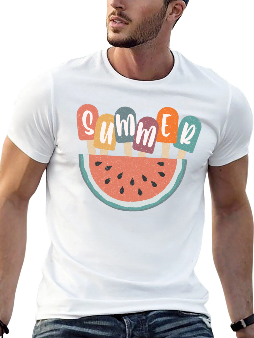 Summer Watermelon Popsicle Graphic T-Shirt