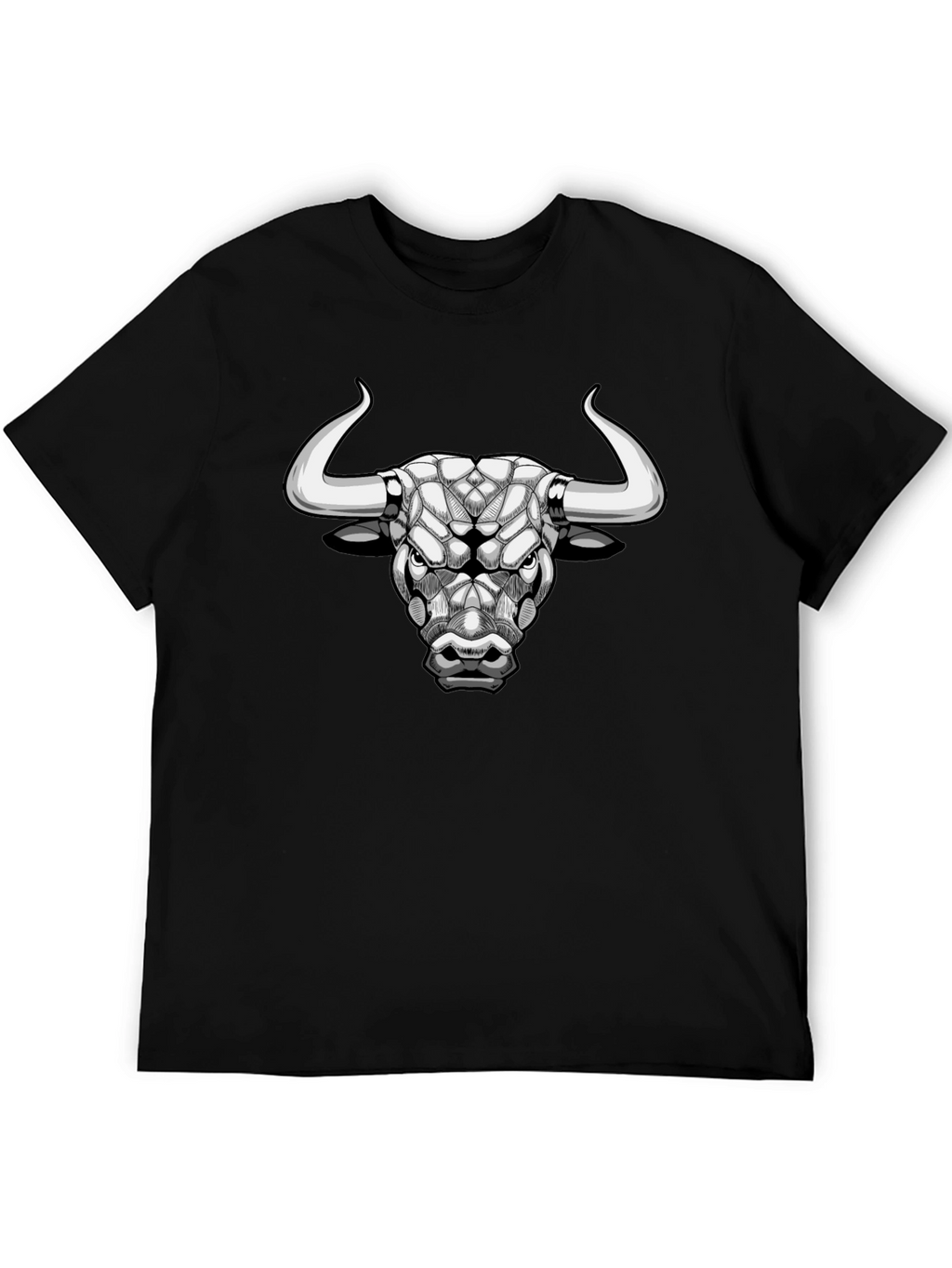 Geometric Bull Graphic Tee - Black