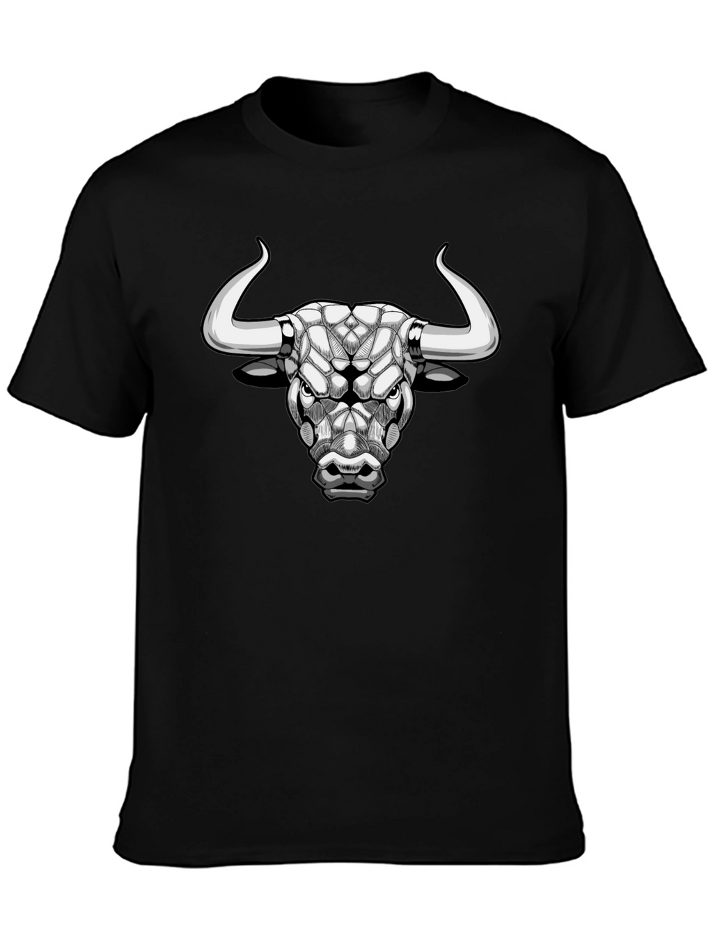 Geometric Bull Graphic Tee - Black