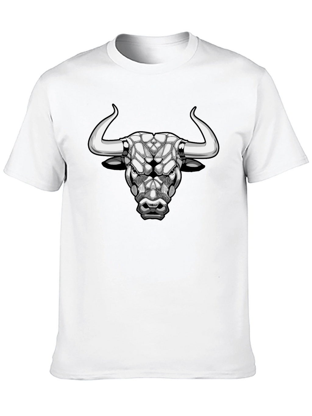 Geometric Bull Graphic Tee - Black