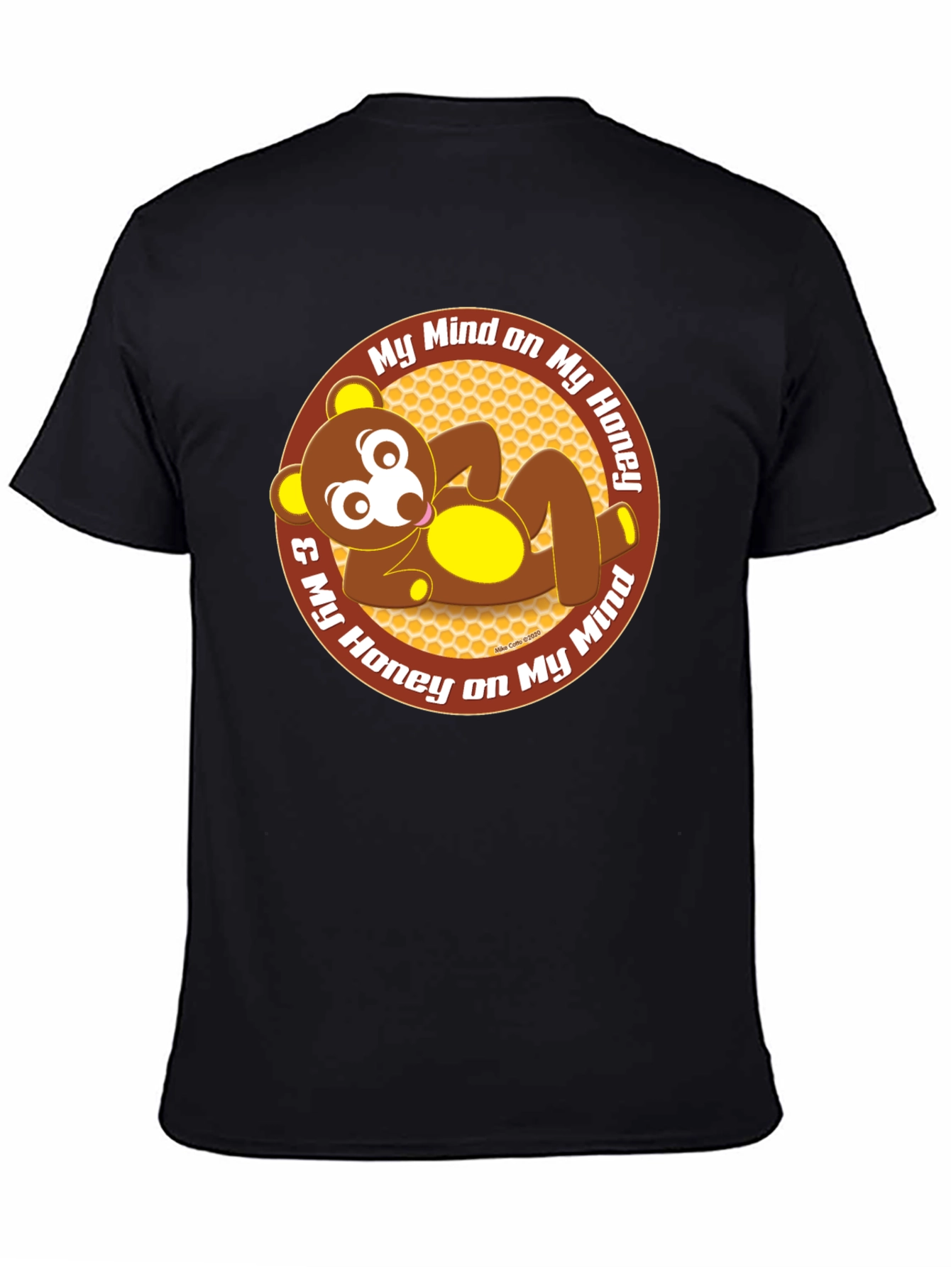 Funny Bear Honey Mind Mens Black T-Shirt