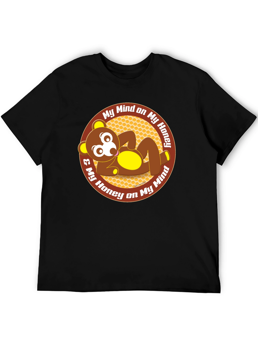 Funny Bear Honey Mind Mens Black T-Shirt