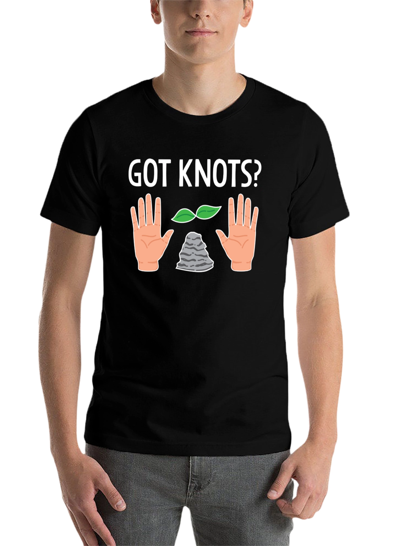 Got Knots? Hand Leaves and Rock T-Shirt
