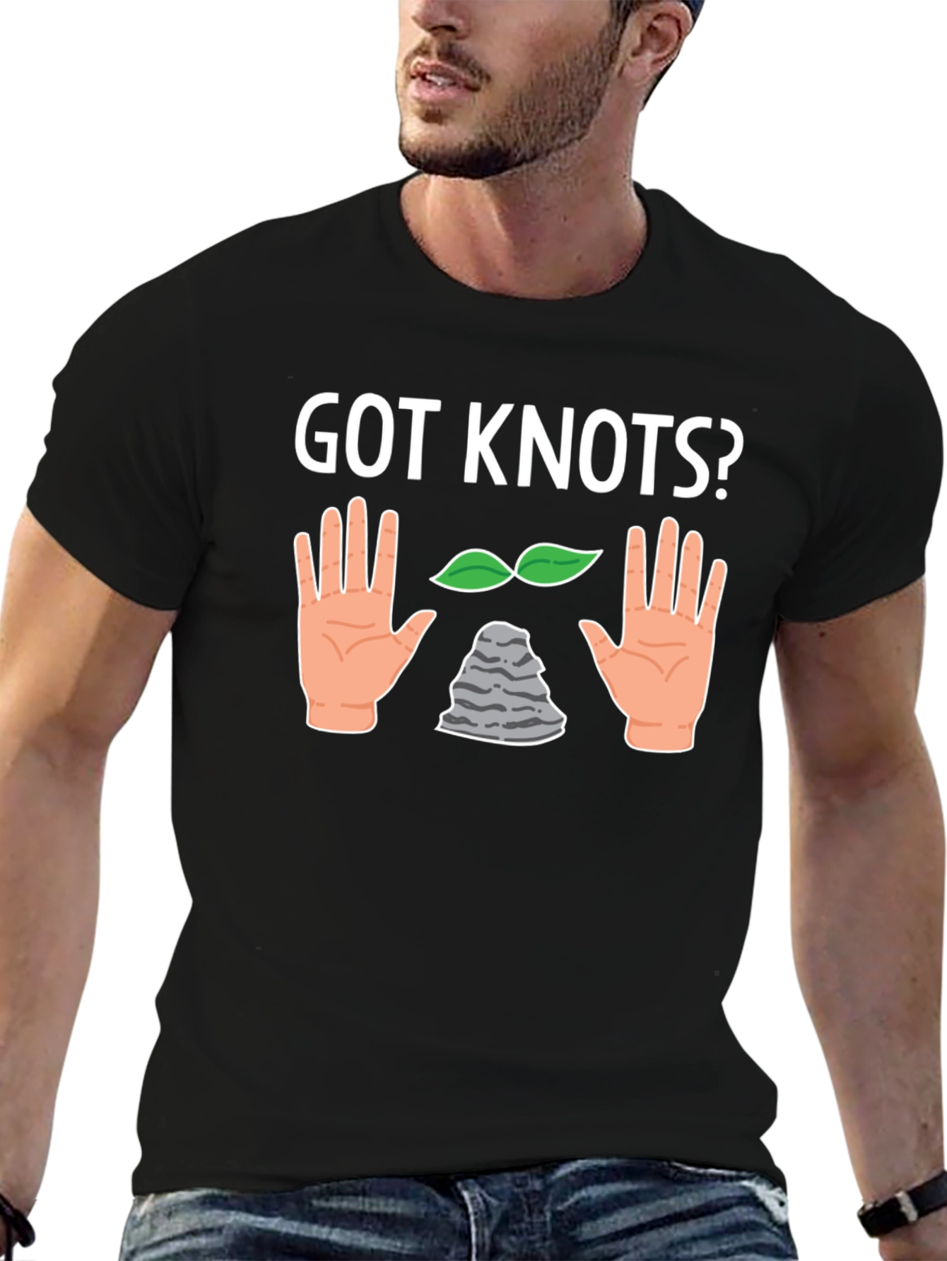 Got Knots? Hand Leaves and Rock T-Shirt