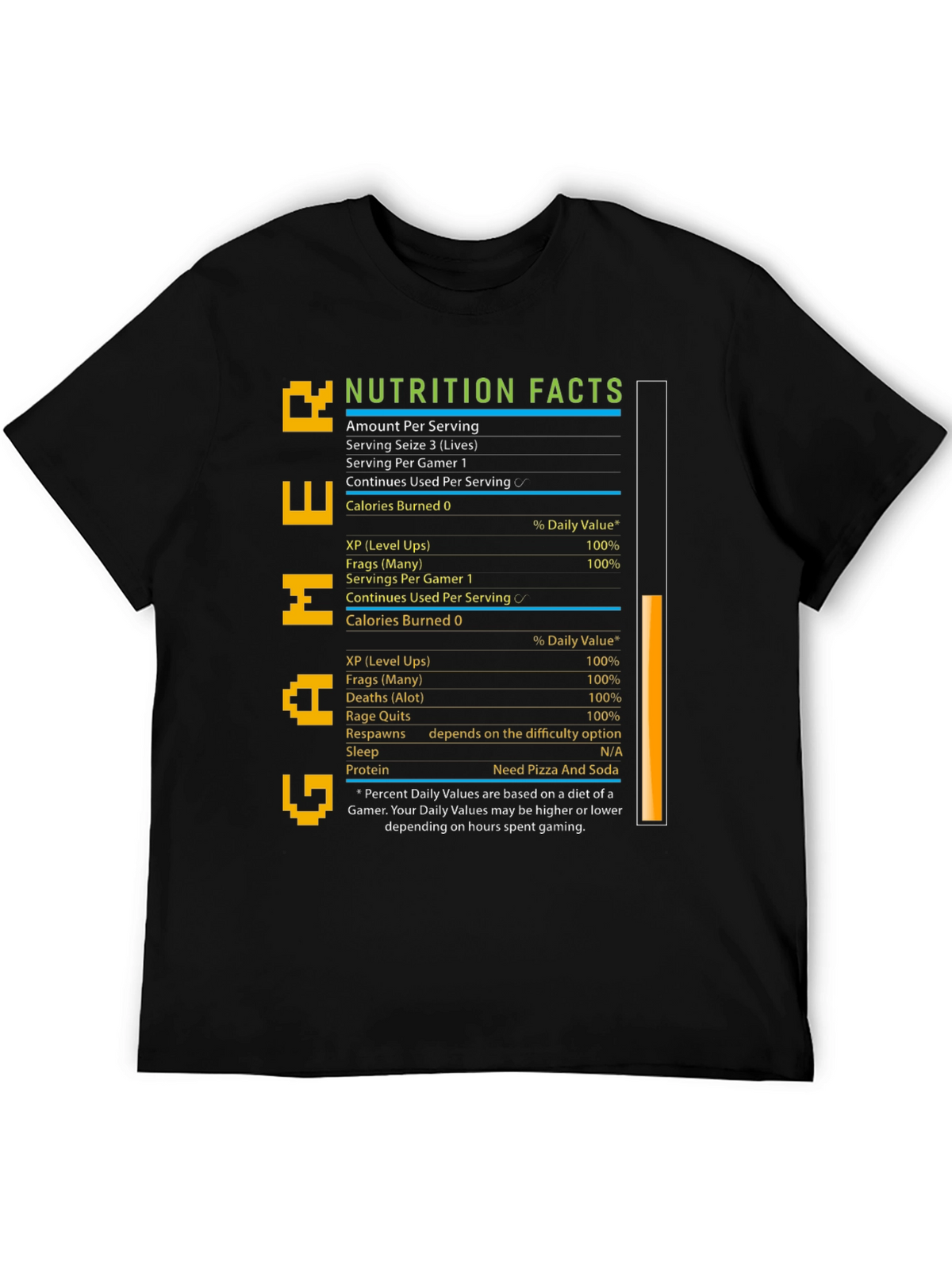 Gamer Nutrition Facts T-Shirt - Black