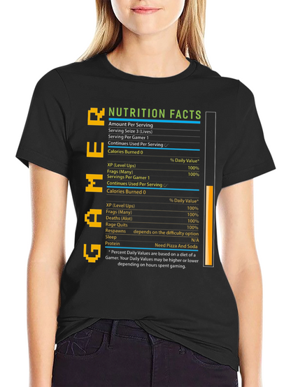 Gamer Nutrition Facts T-Shirt - Black