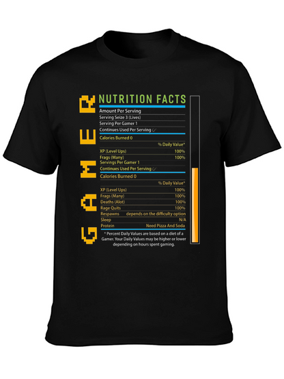 Gamer Nutrition Facts T-Shirt - Black